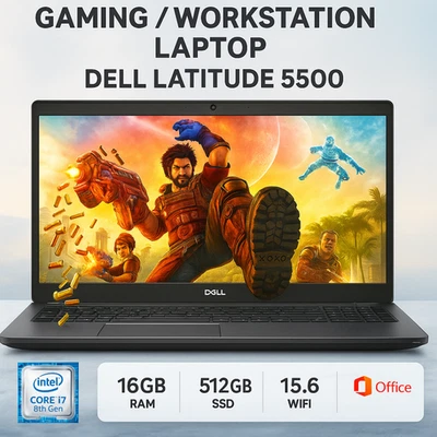 Dell Latitude 5500 15.6" FHD • i7 8th • 16GB • 512GB SSD• Warranty + Fast Ship ✅ - Image 1 of 4