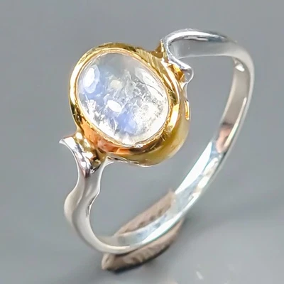 Handmade Natural Moonstone Ring 925 Sterling Silver Size 7 /R441850 - Image 1 of 4