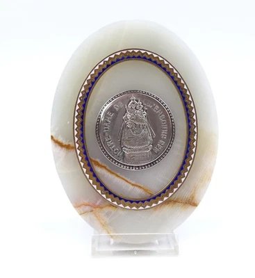 Religiöse Plakette Notre Dame de Luxembourg auf Onyx um 1900 Wandobjekt Maria - Bild 1 von 4