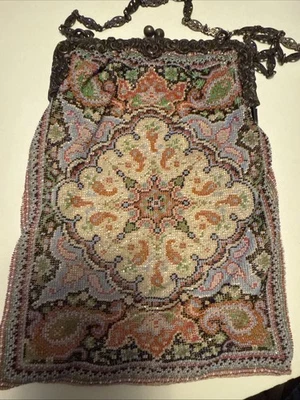 Antiguo monedero italiano Vivaldi de plata 800 con micro cuentas años 1900 Foto 1 de 4