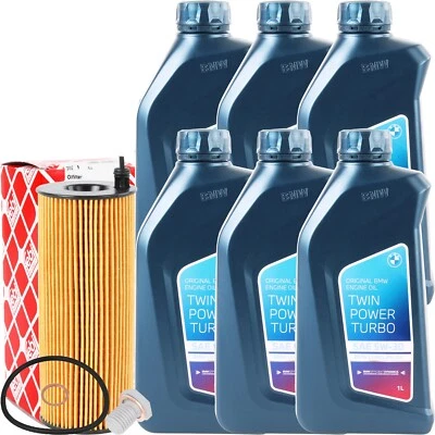 FEBI BILSTEIN + OE BMW FEBI ÖLFILTER + 6 LITER ORIGINAL 5W-30 MOTORÖL passend für BMW LONGLIFE-04 5W30