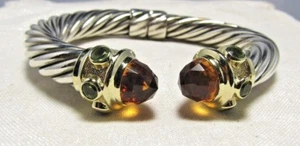 David Yurman Sterling Silver 14K Citrines & Peridot  10MM  Renaissance Bracelet - Picture 1 of 12
