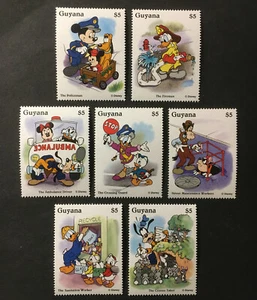 Disney Public Service Workers Mickey Donald Goofy postfrisch Set 7 Briefmarken 1996 Guyana - Bild 1 von 1