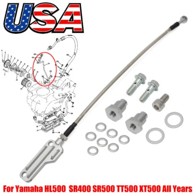 Kit de línea de aceite de alimentación doble acero trenzado plateado SR400 para Yamaha SR500 TT500 XT500 Foto 1 de 4