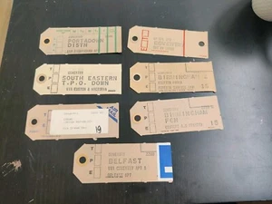 1980's Railway Postage Tags Airmail Coventry Station Luggage Label Royal Parcels - Picture 1 of 16
