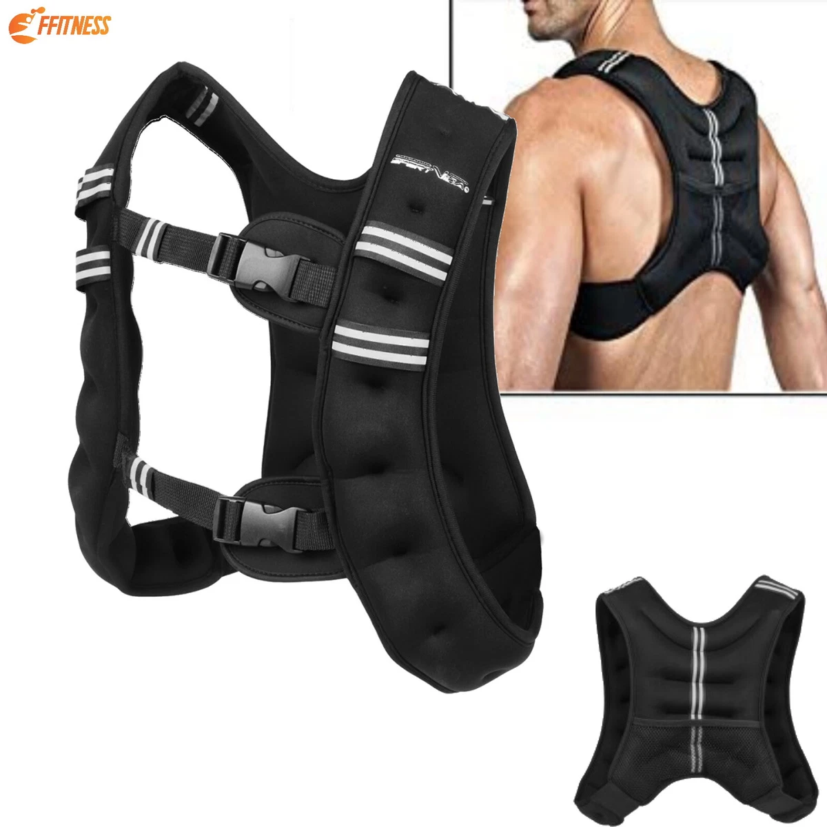 VLFit Gilet Lesté Réglable – Sacs De Sable En Fer Amovibles – Tour De Poitrine Ajustable – 5,5 à 8,2 Kg – Pour Homme Et Femme – Entraînement Musculation Cardio