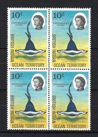 British Indian OceanTerritory 1968 Sc# 17 Shark fish Elizabeth block 4 MNH Cover