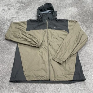 Columbia Glennaker Lake Windbreaker Jacket Mens Large Brown Gray Hoodie Full Zip - Picture 1 of 14
