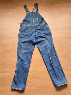 VINTAGE POINTER BRAND MEN'S OVERALLS BIBS MEDIUM BLUE DENIM 40x33 MADE IN USA - Image 1 of 4