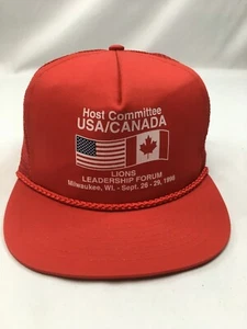 USA Canada Hat Trucker Lions Leadership Forum Milwaukee Big Rope Mesh VTG 1996 - Picture 1 of 11