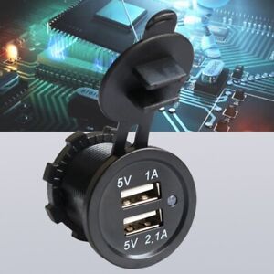 Car Charger Socket 12V/24V D12 Digital Display Dual USB LED Nylon + Metal