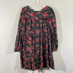 Cat & Jack Girl Black Based Floral Tiered Ruffle Long Sleeve Dress Size M (7/8) - Picture 1 of 8
