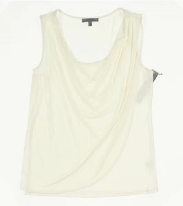CLASSIQUES ENTIER Drape Neck Silk Blend Ivory Jersey Tank Top Size Large - Picture 1 of 2