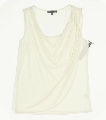CLASSIQUES ENTIER Drape Neck Silk Blend Ivory Jersey Tank Top Size Large - Image 1 of 2