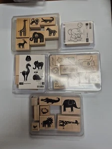 5 Sets Of Stampin Up Animal Rubber Stamps Zoo Circus Elephant Lion Whale - Picture 1 of 11