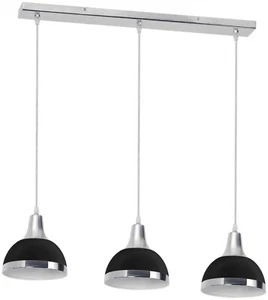 Premier Housewares Jasper Pendant Light, 3 Black Shades, Silver Chrome Finish - Picture 1 of 5