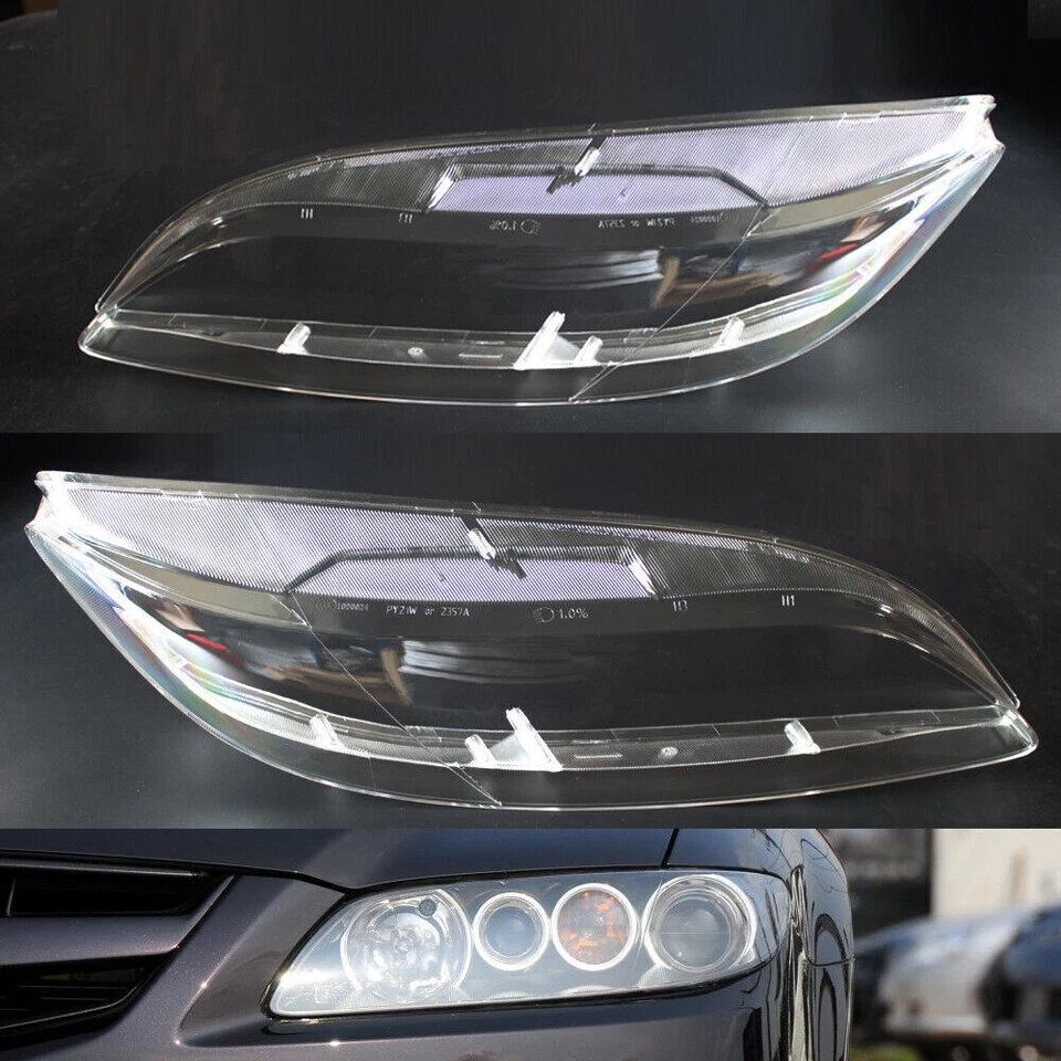 One Pair of Car Headlight Clear Lens Cover Shell Fit For Mazda 6 2003-2008 Pair - image 1 of 4