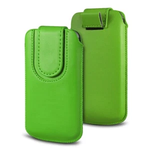 Magnetic PU Leather Pull Tab Flip Case Cover For Various Phones - Green (S) - Picture 1 of 1