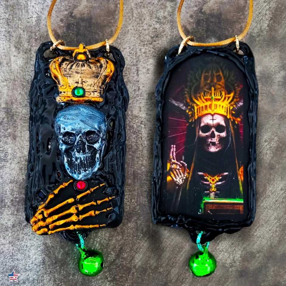 Santa Muerte Talismán Magico Collar Colgante Amuleto Calavera Esqueleto Muerte Joyería Foto 1 de 4