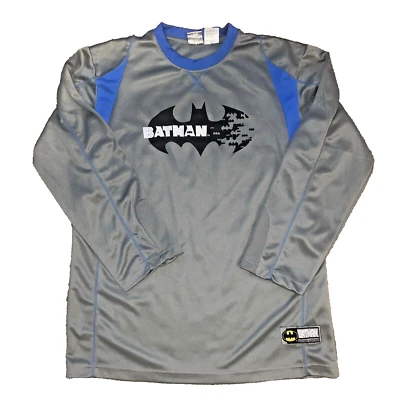 Batman DC Comics Crew Neck Long Sleeve Gray & Blue Pullover Youth 18/20 - Image 1 of 3