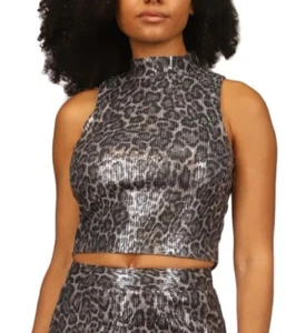 Michael Kors Women's Sequined Cropped Tank Top, Malachitegry Size XS - Picture 1 of 6