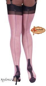 Medias Tocables/Eleganti Totalmente Moda ROSA COMPLETO NEGRO CONTARST - NYLONZ - Imagen 1 de 4