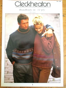 ~CLECKHEATON Book No. 245 - 2 HANDKNIT DESIGNS for MEN & WOMEN in 12ply - VGC- - Picture 1 of 5