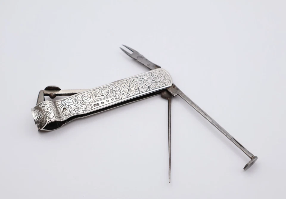 Combo cortador de cigarros antiguo de plata esterlina de calidad con sello Birmingham 1899 Foto 1 de 4