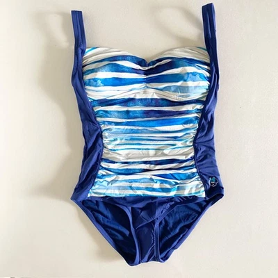 NOVO Maiô Minnie Mouse One Piece Parques da Disney em Azul/Branco -Tamanho Médio - Imagem 1 de 4