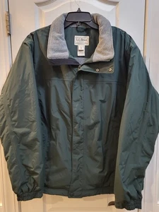 Vtg LL Bean Bomber Jacket Green Zip Nylon Fleece Lined Warm Up Men’s Size XL - Picture 1 of 7