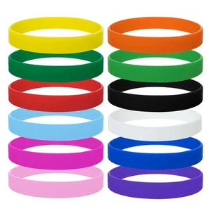 12 Pcs Rubber Wristbands Silicone Bracelets Party Child Toddler Kids Bulk - Picture 1 of 11
