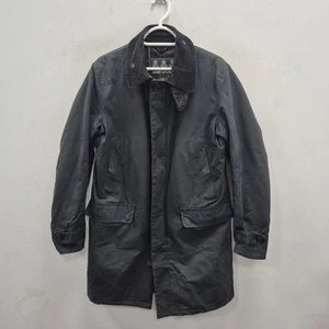 Barbour Nairn Wax Waterproof Tartan Rain Country Navy Mac Coat Size Small Men's - Picture 1 of 12