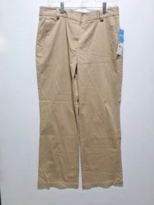 New Relativity Size 14 Modern Fit Wide Leg Pants Beige Ruff Safari Dress Casual - Picture 1 of 12