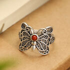 I02 Ring Schmetterling Rot-Brauner Achat Silber 925 Gr. 17 - 19 Mm Verstellbar