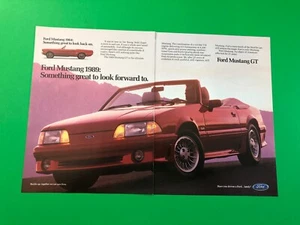 1989 FORD MUSTANG GT VINTAGE ORIGINAL PRINT AD PRINTED ADVERTISEMENT 2 PAGE A3 - Picture 1 of 1