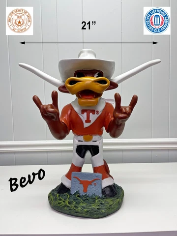 RARE FIND!!!!  University of Texas Longhorns "Bevo" Mascot Painted Garden Statue Cover
