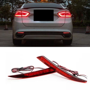 2x For Ford Fusion 2013-2015 LH RH Tail Rear Fog Lamp Light Red LED Reflector - Picture 1 of 4