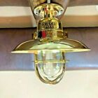 Nautical Antique Old Brass Swan Ship Post Mounted Passageway Wiska Light/Shade
