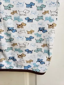 Little Me Baby Empfangsdecke braun blau weiß Hunde Welpe Sicherheit Lovey - Bild 1 von 4