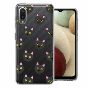 For Samsung Galaxy A02 Black Cat Polkadots Double Layer Phone Case Cover - Picture 1 of 1