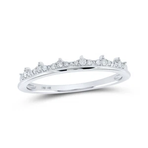10K White Gold Womens Round Diamond Stackable Band Ring 1/10 Cttw - Picture 1 of 2
