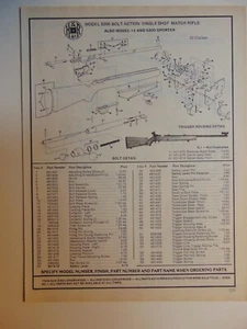 H&R MDL 5200 Match Rifle Part assembly diagramma anni 90 catalogo stampa annuncio - Foto 1 di 1