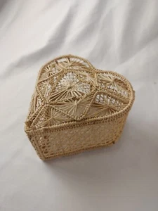 Vintage Wicker Heart Shapped Jewelry/Trinket Box - Picture 1 of 6