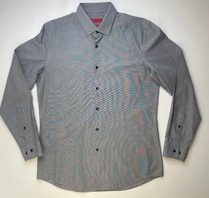 Hugo Boss Oberhemd Herren 42 16,5 Slim Fit Grau Punkte Langarm Button Down - Bild 1 von 15