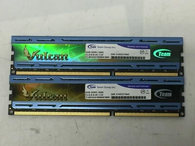 Team Group Vulcan 8GB (2x4GB) PC3-12800 Desktop Memory TLBD34G1600HC9BK - Image 1 of 3