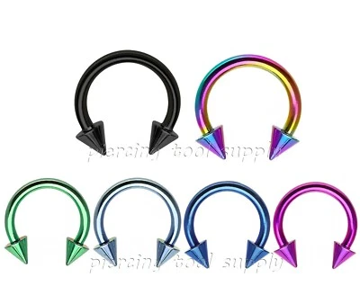 2 piezas. Pendiente barra circular herradura espiga de acero quirúrgico PVD 16G tabique labio Foto 1 de 2