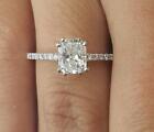 1.5 Ct Double Claw Pave Cushion Cut Diamond Engagement Ring SI2 F Treated