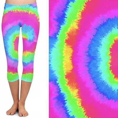 Neon Tie Dye Leggings with Pockets Design - Image 1 of 2