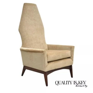 Mid Century Modern Adrian Pearsall Style Beige Diamond Back Walnut Lounge Chair - Picture 1 of 10