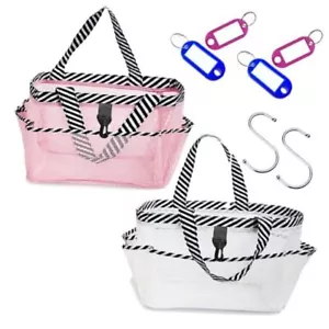 2 Pack Mesh Shower Caddy Portable Quick Dry Hanging Shower Totes S Pink+S White - Picture 1 of 8